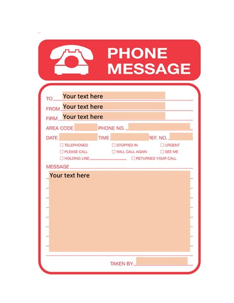 Business Phone Message Template