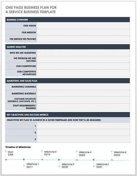 Business Plan Template One Page