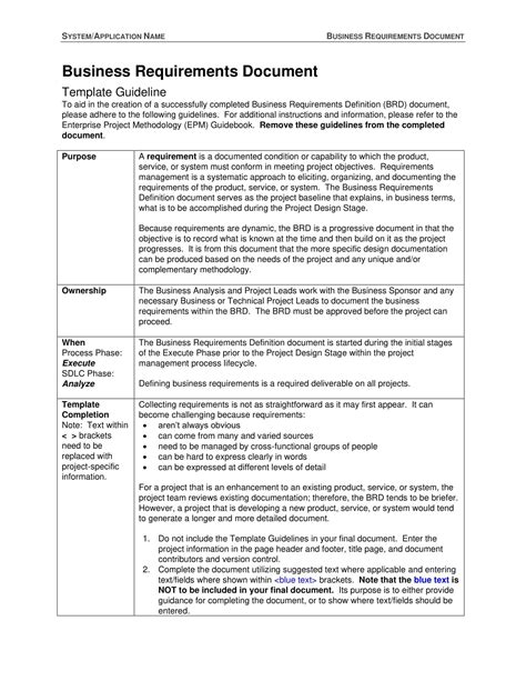 Business Requirements Document Template
