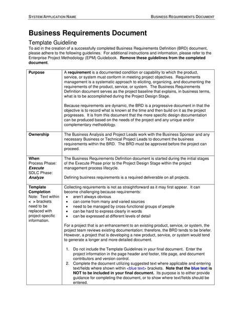Business Requirements Document Templates