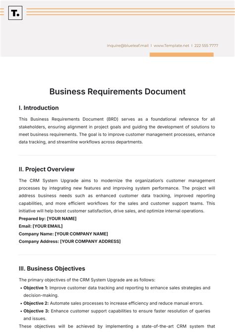 Business Requirements Template Document