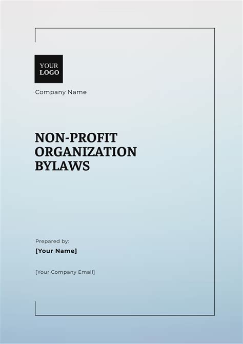 Bylaws For Non Profit Organization Template