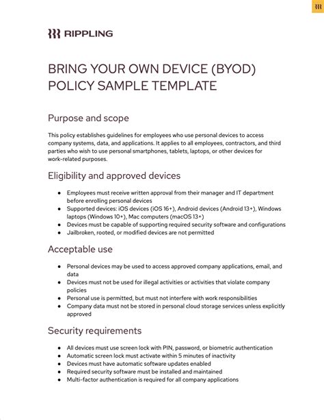 Byod Policy Templates