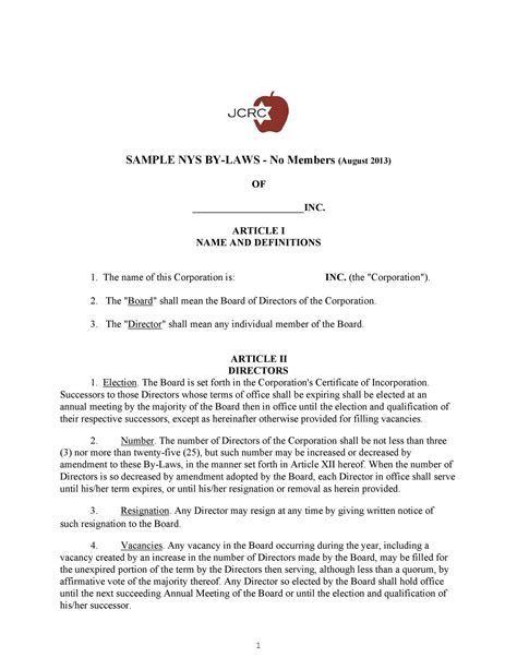 C Corp Bylaws Template