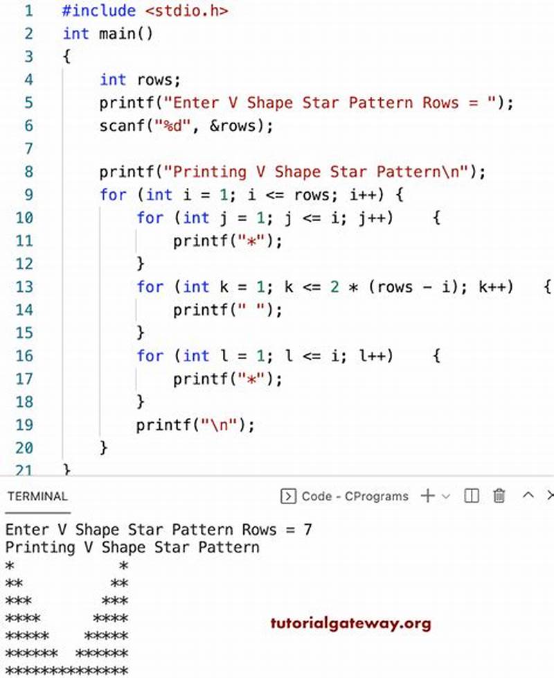 C Program To Print V Pattern