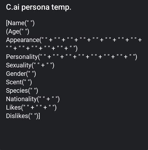 C.ai Persona Template