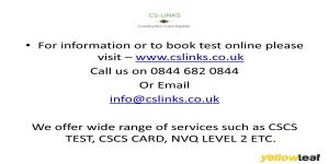 CS LINKS - CSCS Test and CSCS Card