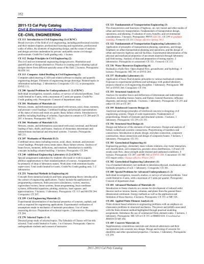 Cal Poly Civil Engineering Course Catalog