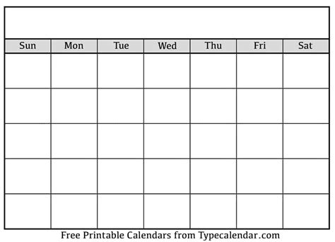 Calendar Empty Template