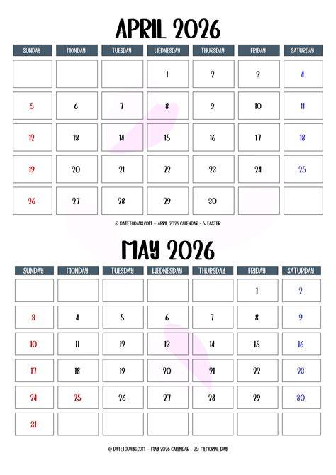 Calendar For April And May 2013 Printable