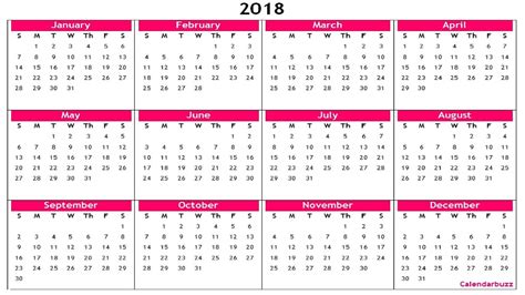 Calendar Printables 2018