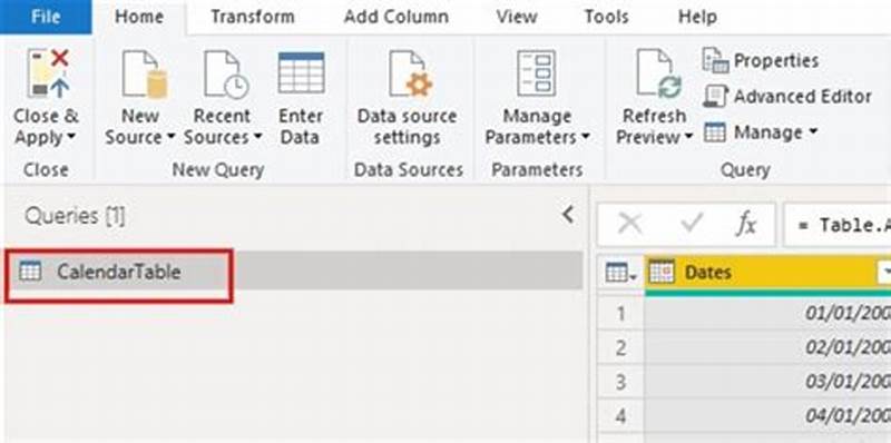 Calendar Table In Power Query