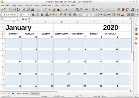 Calendar Template Libreoffice