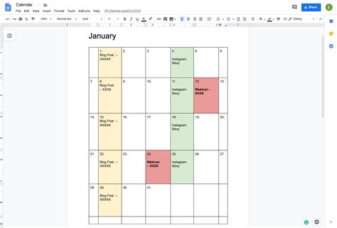 Calendar Templates For Google Docs