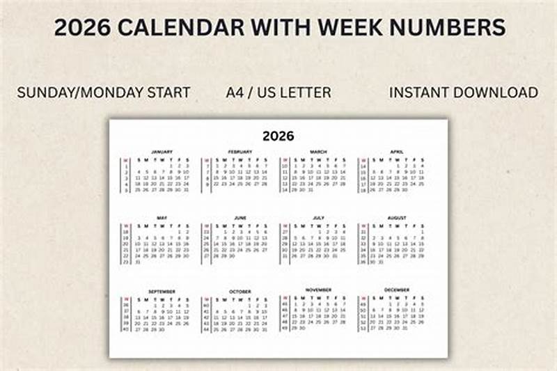 Calendar With Week Numbers Printable