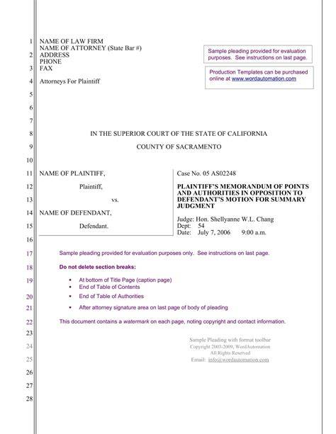California Pleading Paper Template