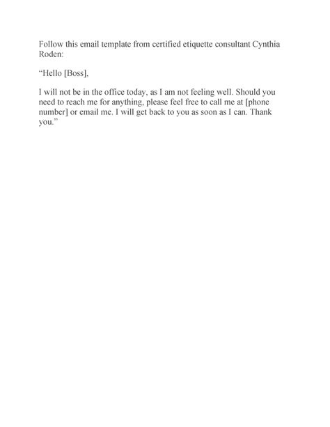 Calling Out Sick Email Template