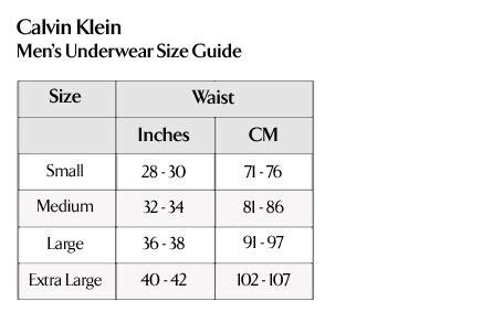 Calvin Klein Boxer Shorts Size Chart