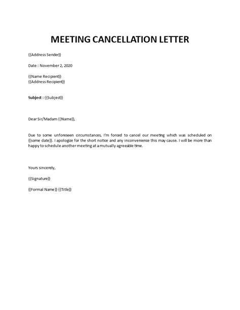 Cancel Meeting Email Template