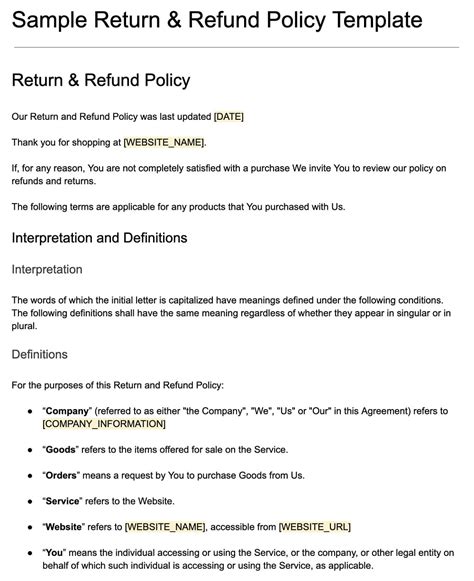 Cancellation And Refund Policy Template