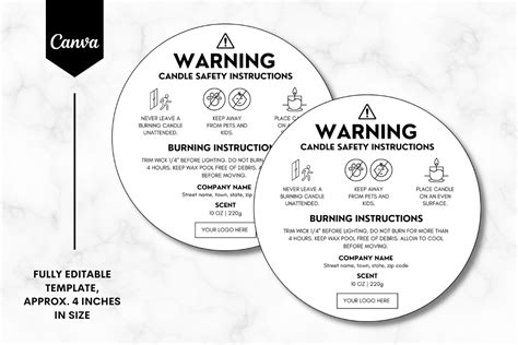 Candle Warning Labels Template