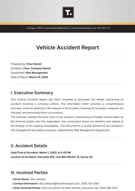 Car Accident Report Template