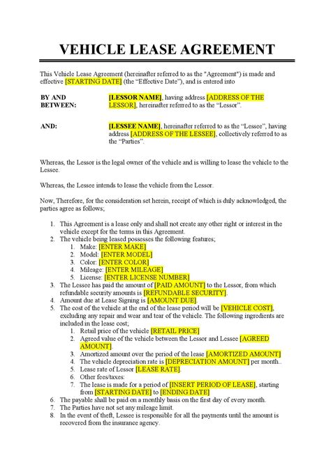 Car Lease Template