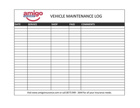 Car Maintenance Log Template Excel