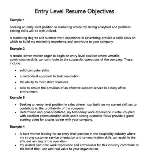 Career Objectives For Entry Level
