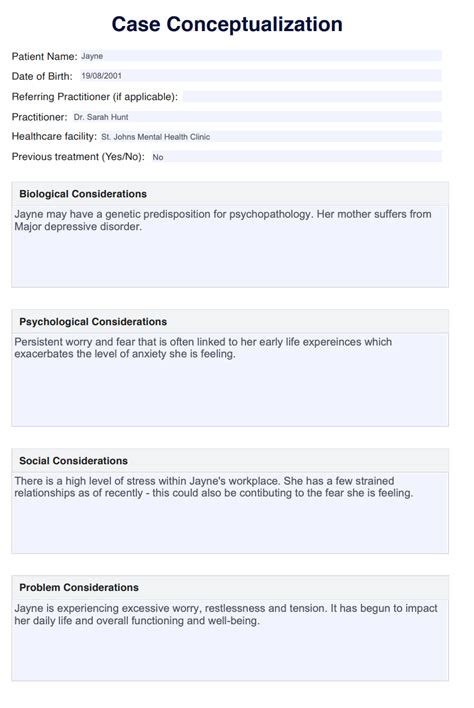 Case Conceptualization Template