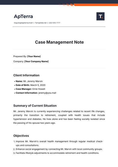 Case Management Notes Template