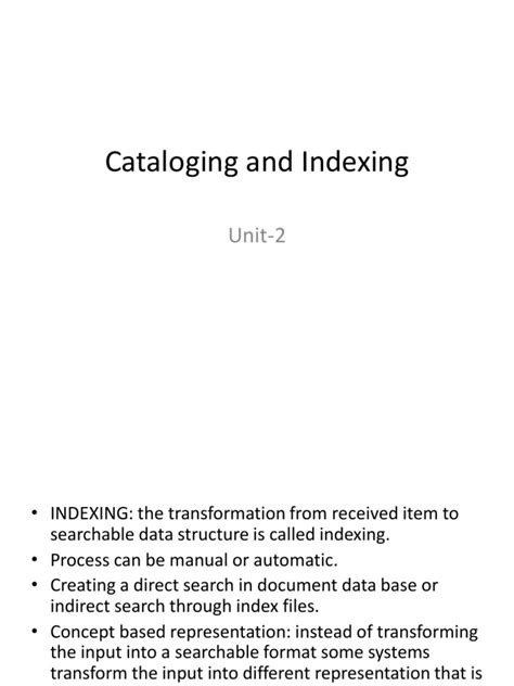 Cataloging And Indexing