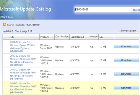 Catalogue Update Microsoft
