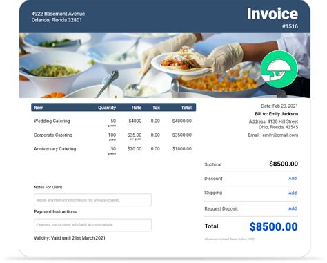 Catering Invoice Template Free