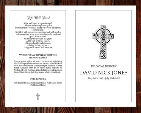 Catholic Church Funeral Program Template