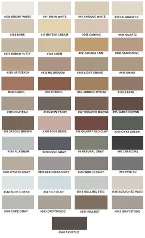 Caulking Color Chart