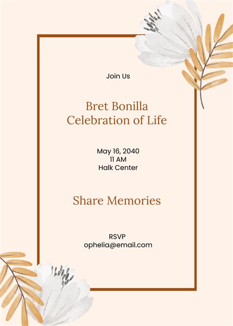 Celebration Of Life Invitations Templates