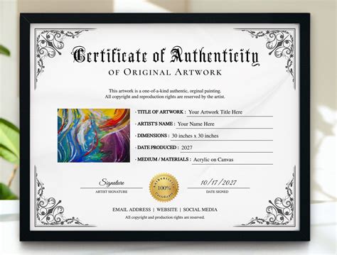 Certificate Authenticity Template