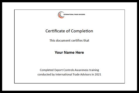 Certificate For International Trade Advisors