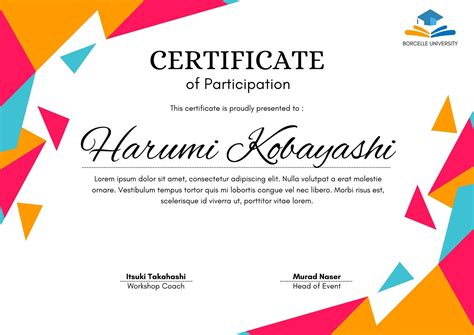 Certificate Of Participation Sample Template
