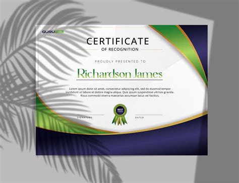 Certificate Of Recognition Template Editable