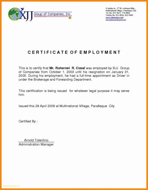 Certification Letter Template