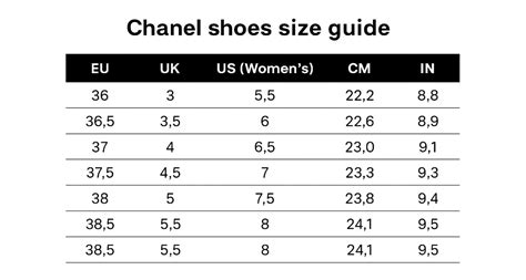 Chanel Shoe Size Chart