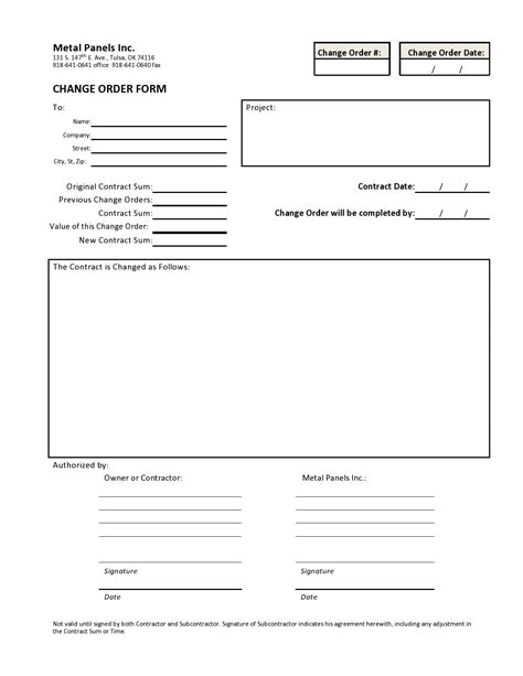 Change Order Template Excel