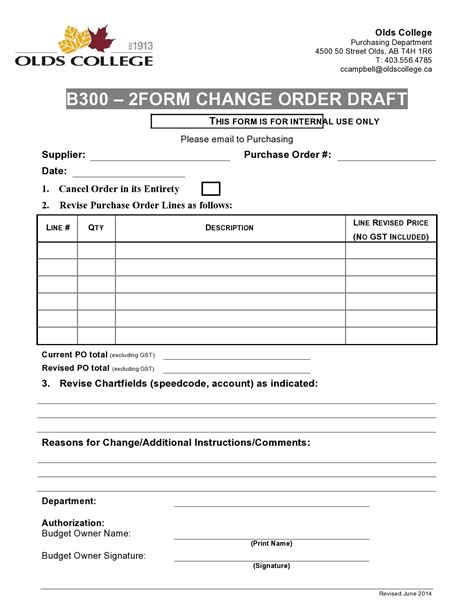 Change Order Template Word