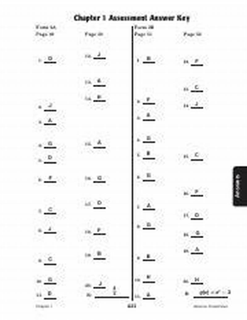 Chapter 1 Test Form 2a Answer Key
