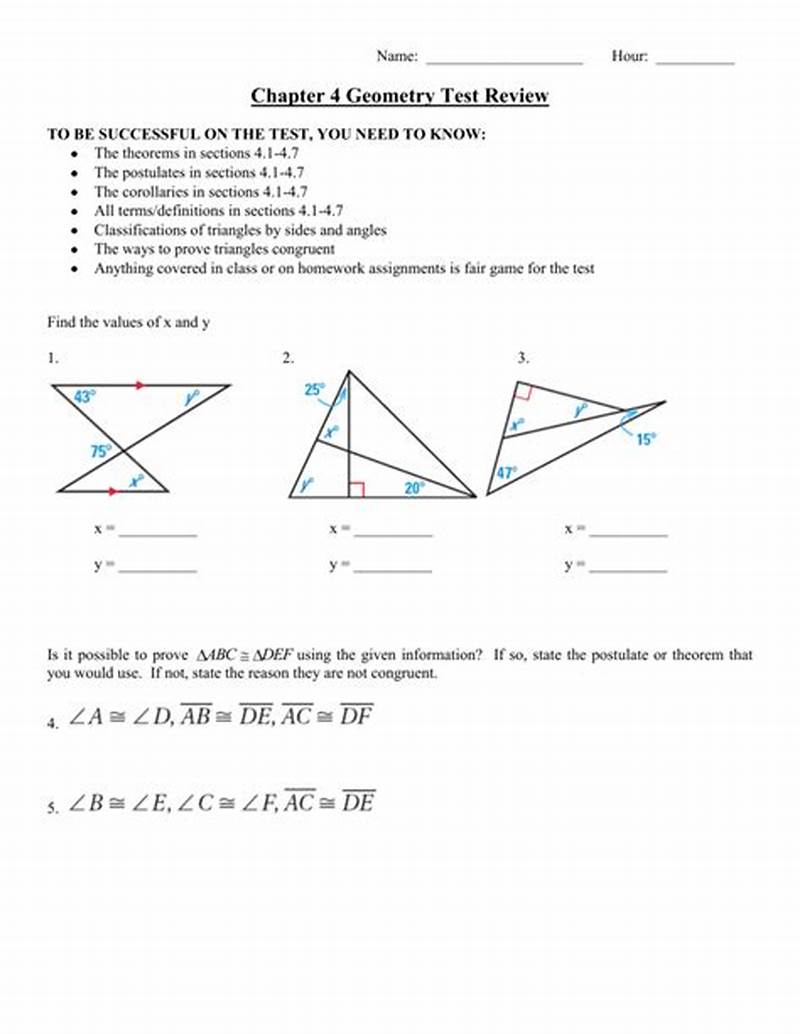 Chapter 4 Test Form A Geometry Answers