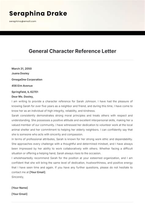 Character Letter Template