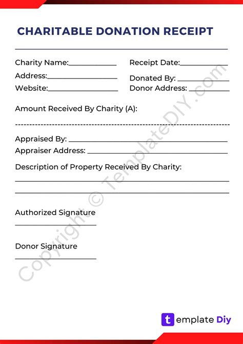 Charitable Contribution Receipt Template