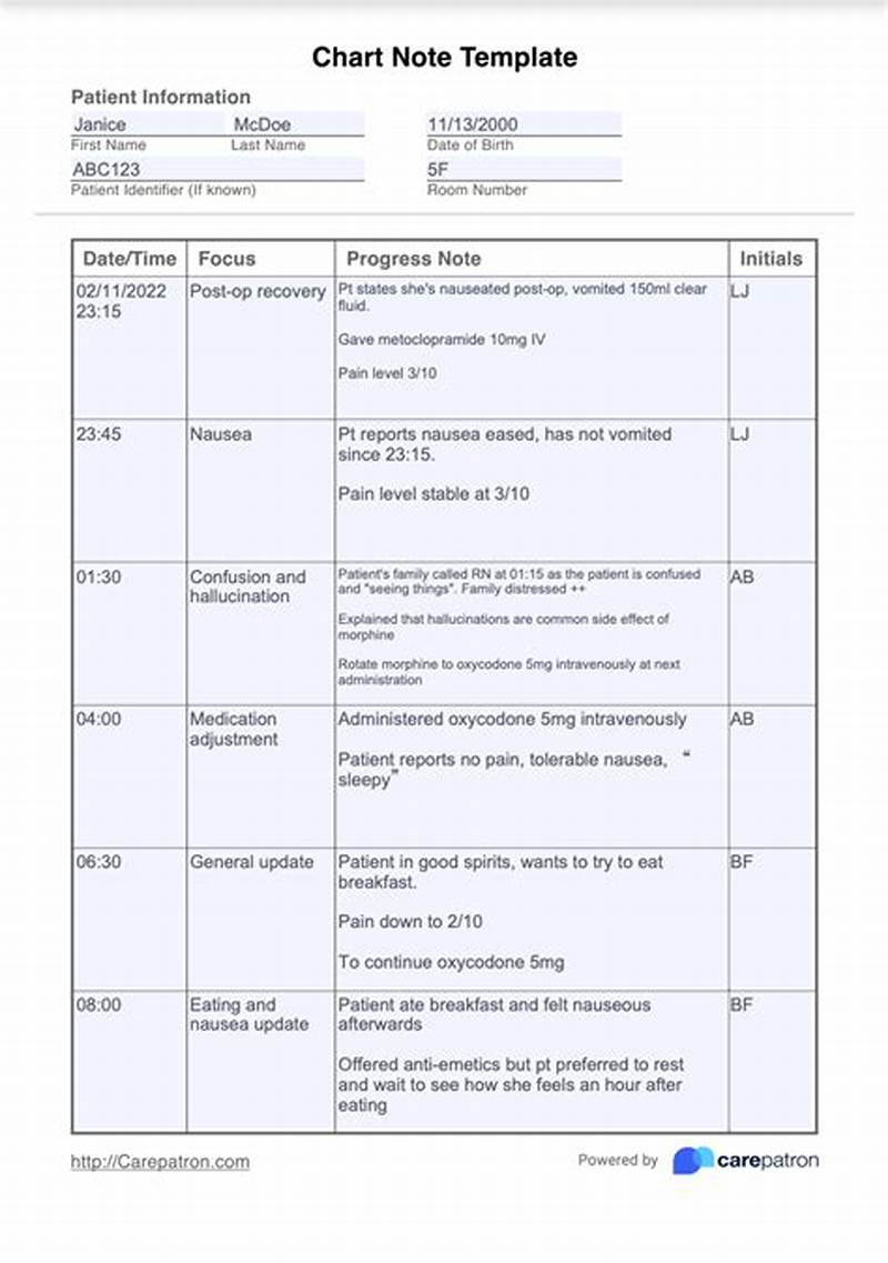 Chart Notes Sample
